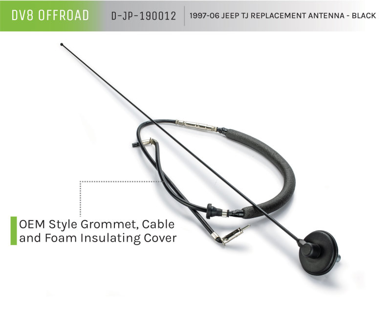 Jeep Wrangler TJ Replacement Antenna - DV8 Offroad - Black - `97-`06